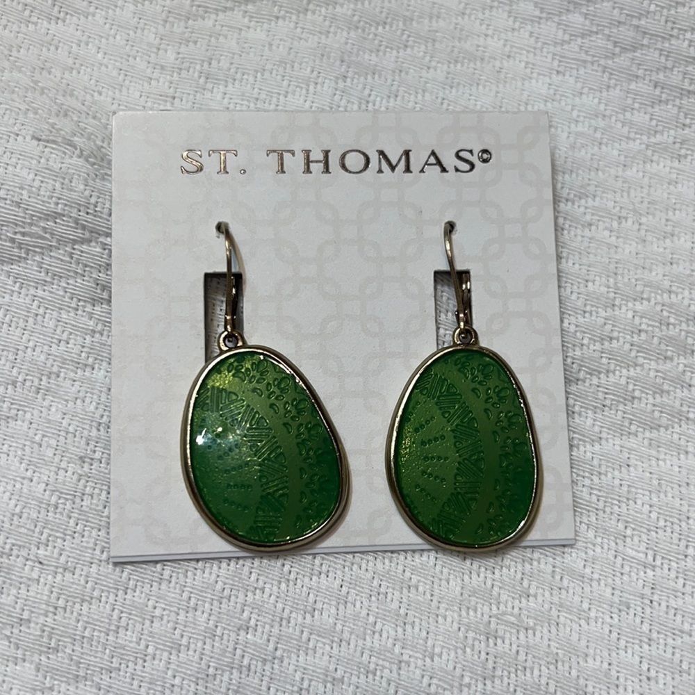 BNWT St. Thomas Green Glass Earrings
